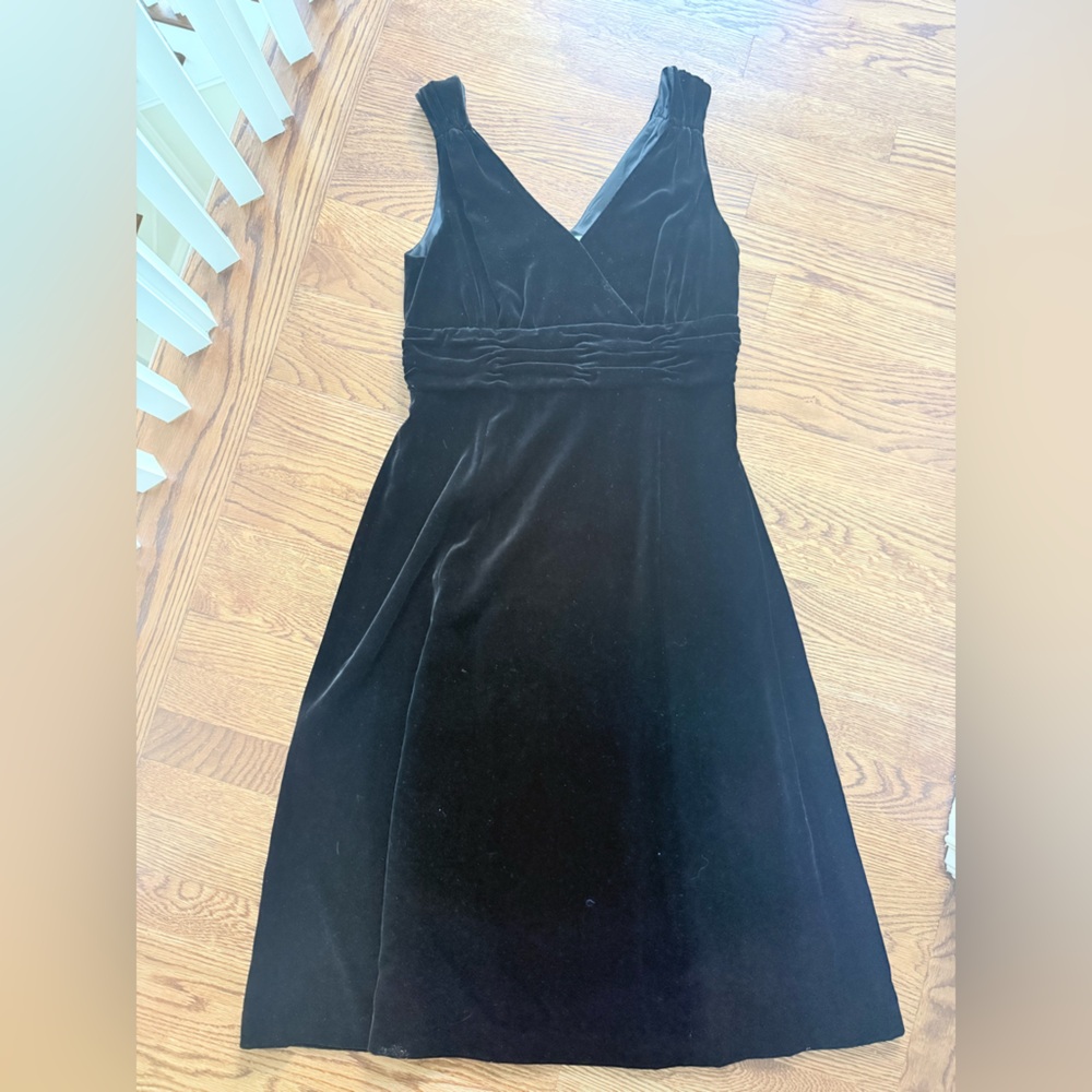 LK BENNETT Velvet Cocktail Dress Black Silk Blend Classic‎ Elegant Midi 8